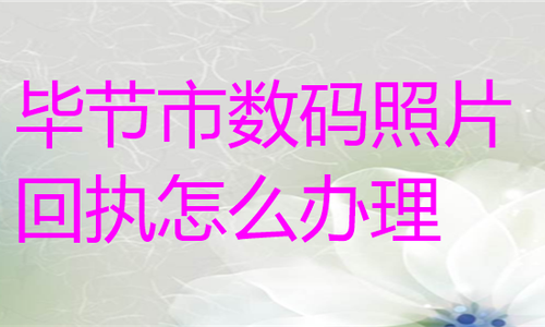 毕节市数码照片回执怎么办理？