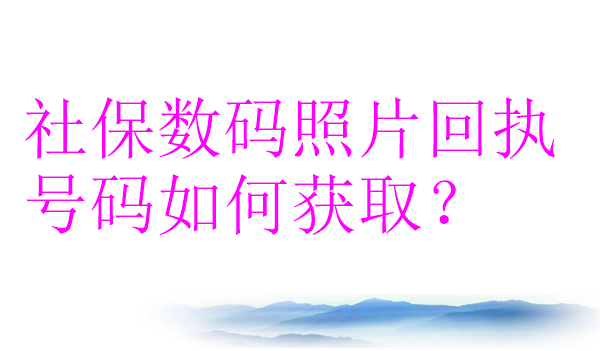 社保数码照片回执号码如何获取？