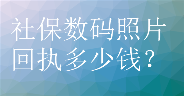 社保数码照片回执多少钱？