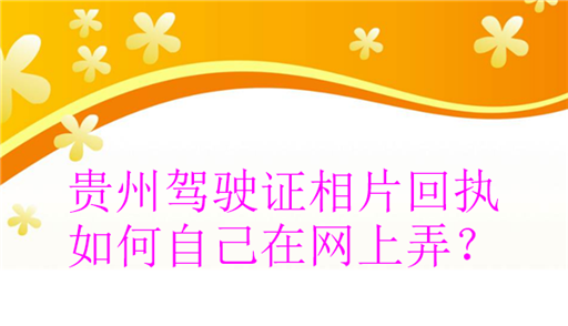贵州驾驶证相片回执如何自己在网上弄？