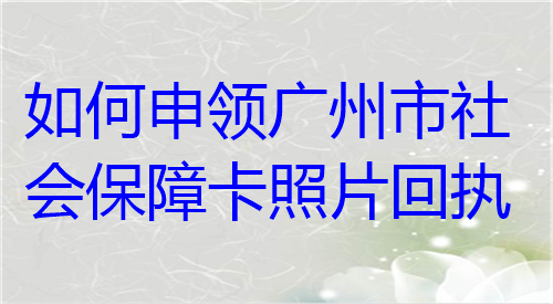 如何申请广州市社会保障卡照片回执