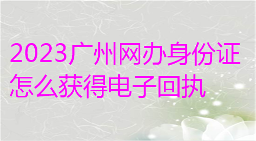 2025广州网上办理身份证怎么获得电子回执