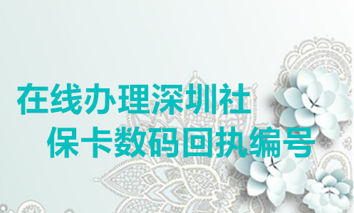 在线办理深圳社保卡数码回执编号