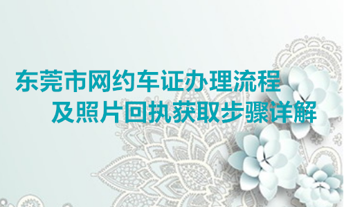 东莞市网约车证办理流程及照片回执获取步骤详解